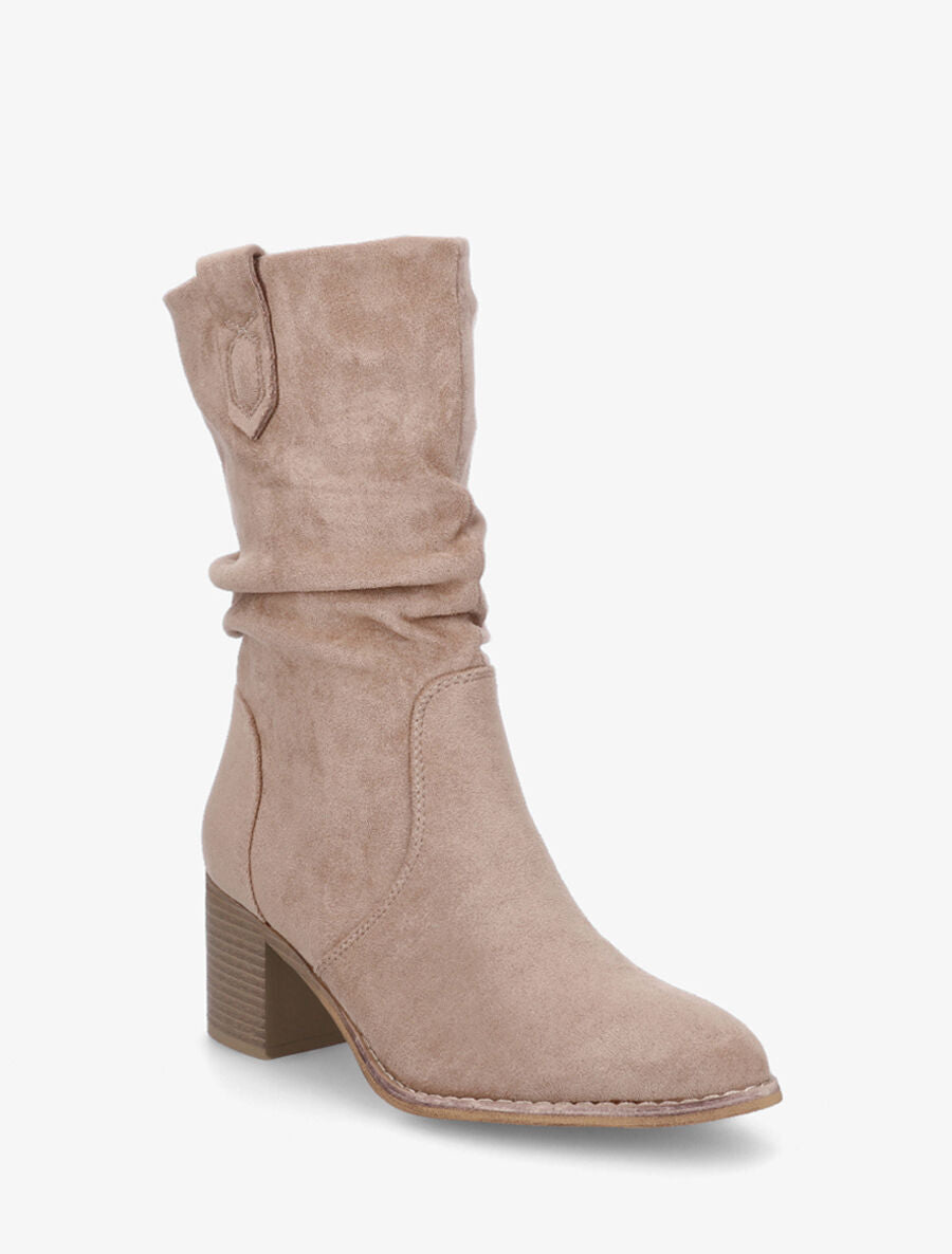 Bottines montantes mi-hautes en suédine - Taupe - 2