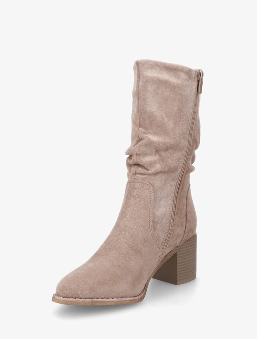 Bottines montantes mi-hautes en suédine - Taupe - 3