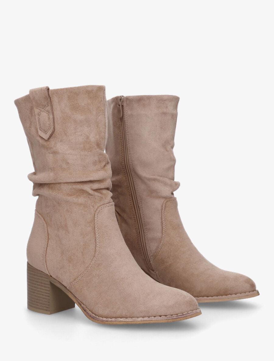 Bottines montantes mi-hautes en suédine - Taupe - 4
