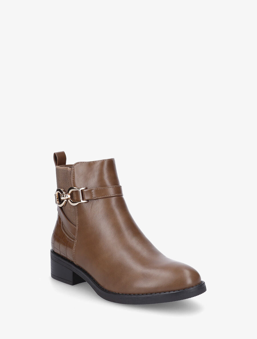 Bottines élastiquées à boucle - Taupe - 2