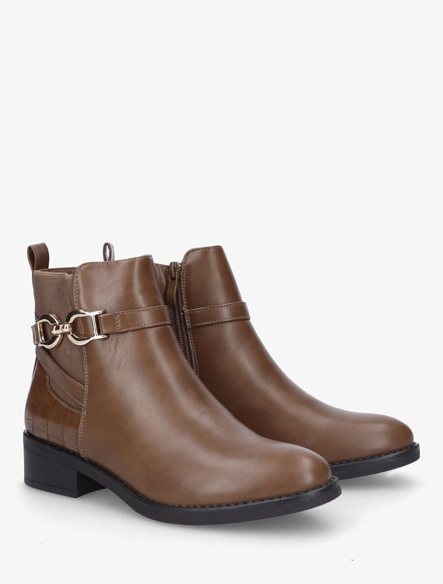 Bottines élastiquées à boucle - Taupe - 4