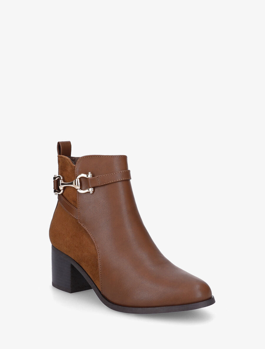 Bottines mi-haute en suédine et simili - Camel - 2