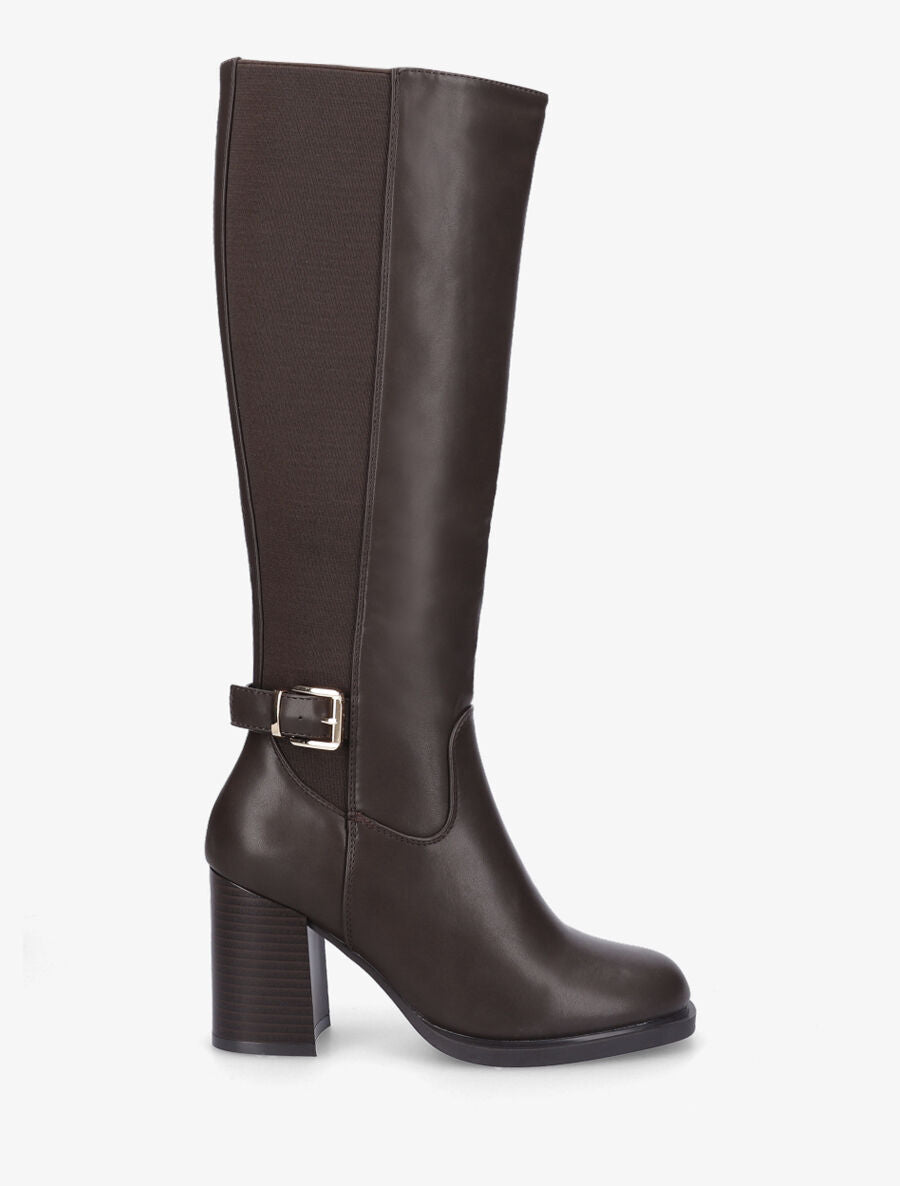 Bottes à talon élastiquée - Marron - 5