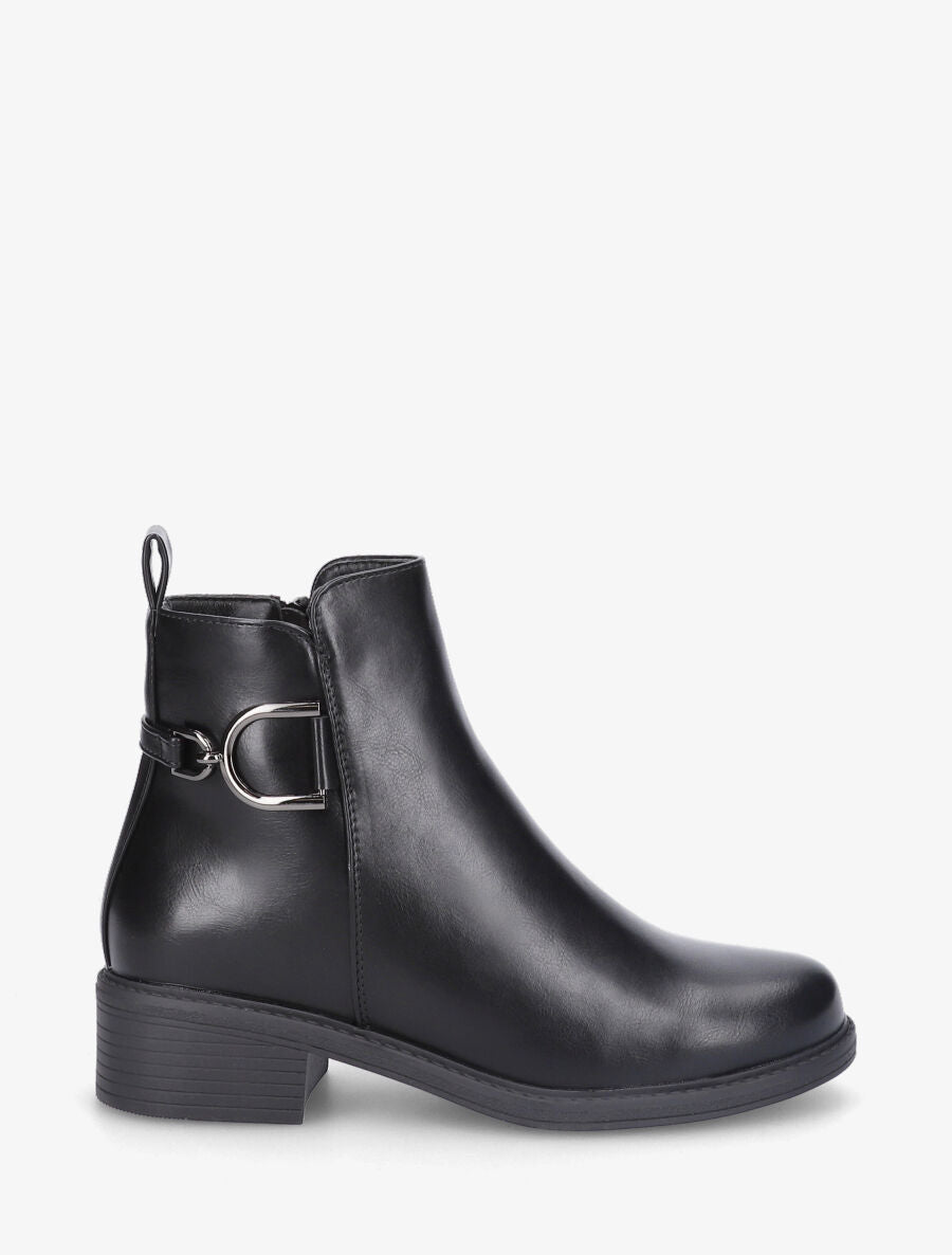 Bottines plates en simili - Noir - 1