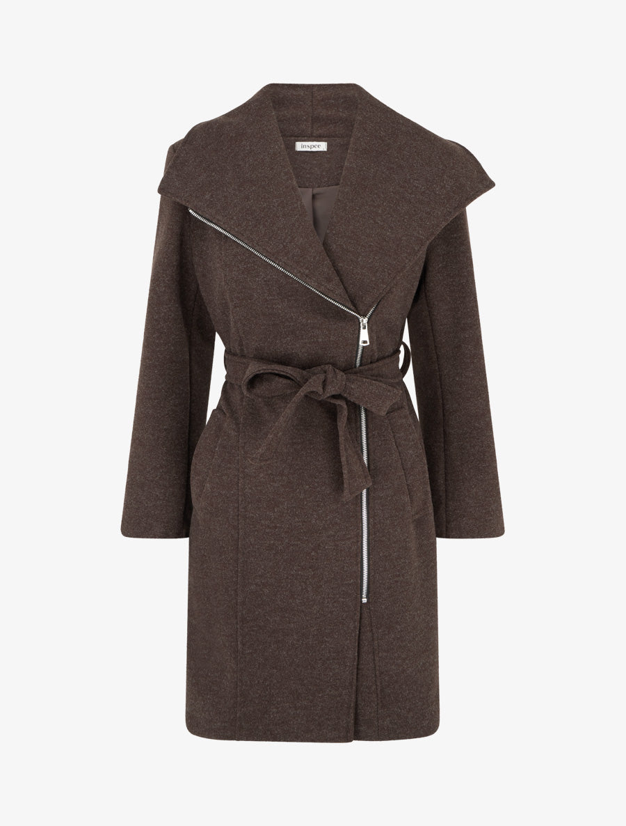 Duffle-coat uni à capuche - Marron - 1
