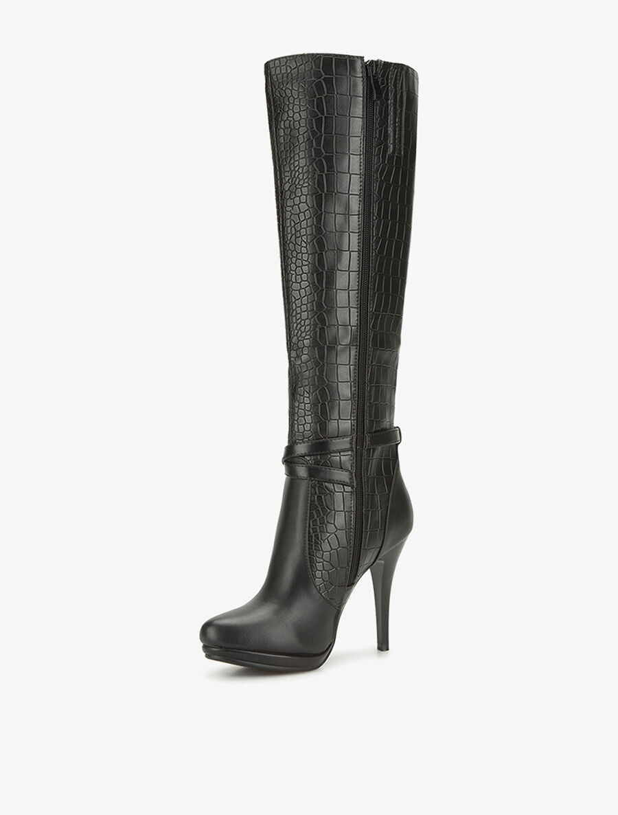 Bottes talons aiguilles croco - noir - 3