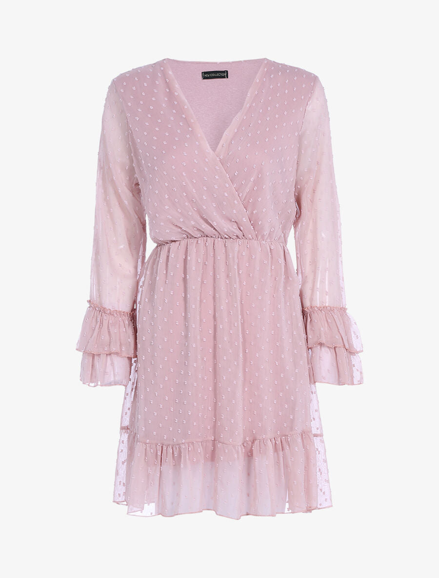 Robe fluide mouchetée - Rose - 1