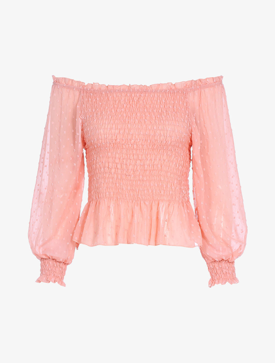Crop top à détails mouchetés - Rose - 1