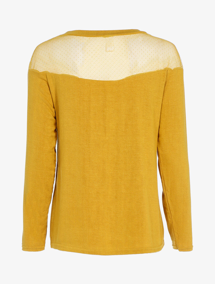 Top ample haut de buste en tulle - Moutarde - 2