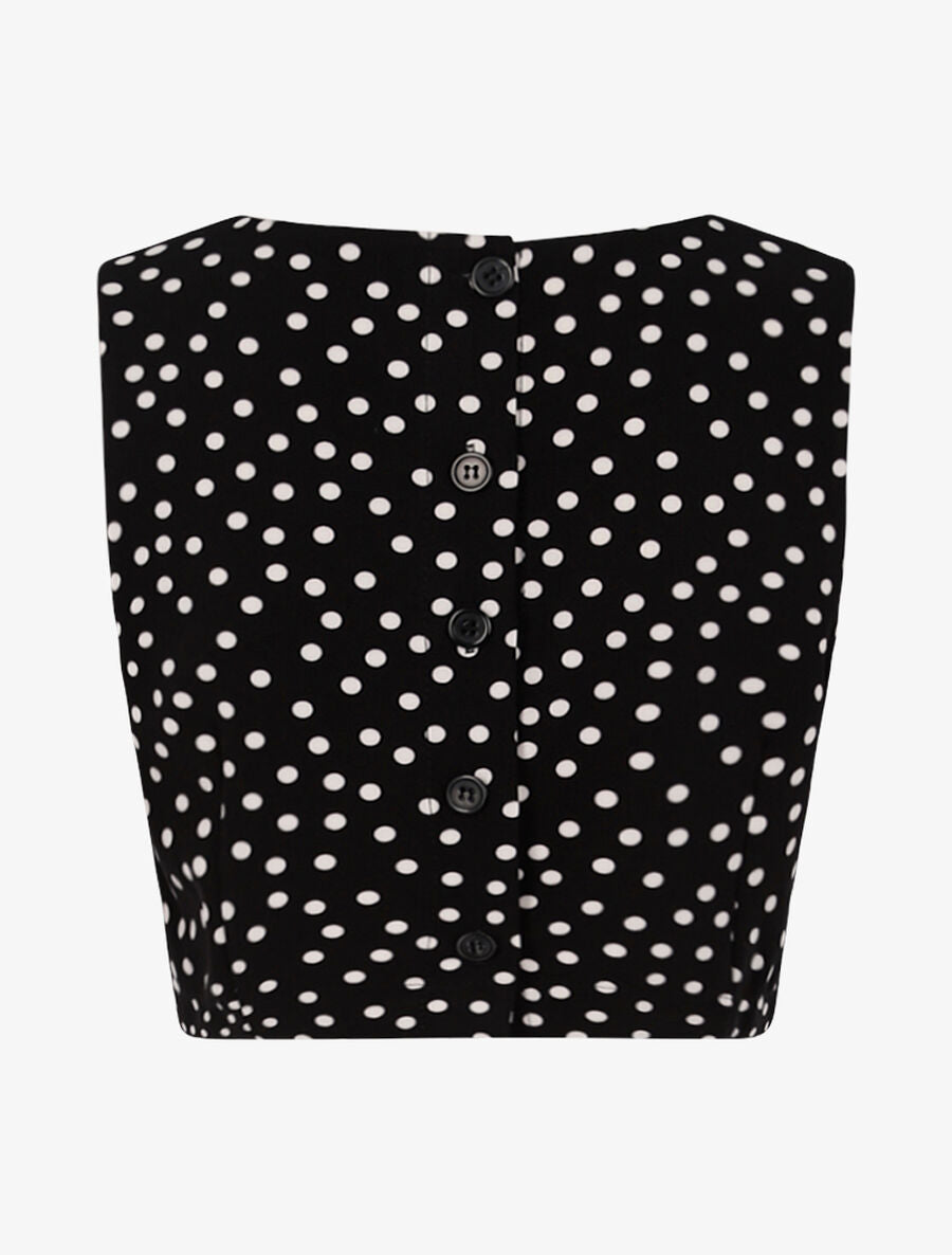 Crop top à imprimé pois - Noir - 2