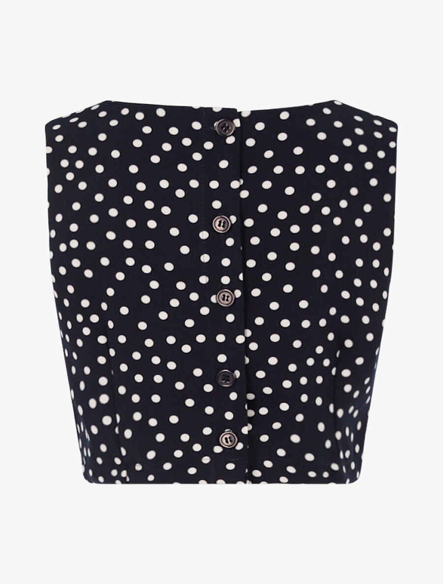 Crop top à imprimé pois - Marine - 2