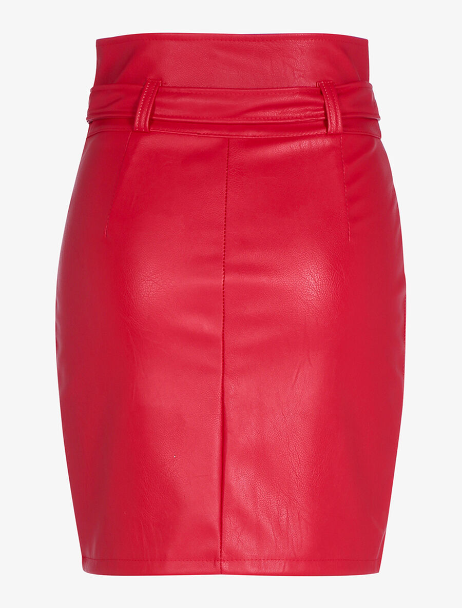 Jupe ceinturée à taille haute - Rouge - 2