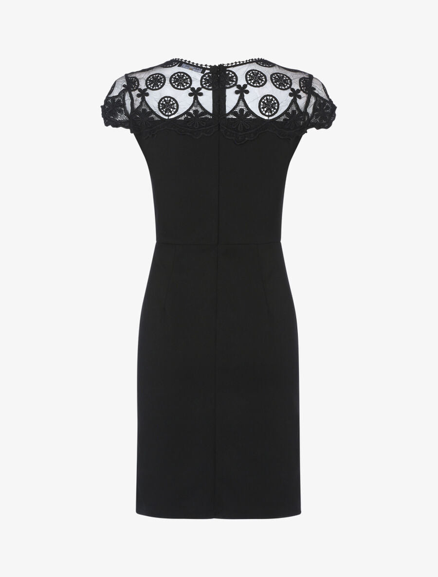 Robe fourreau à haut de buste dentelle - Noir - 2