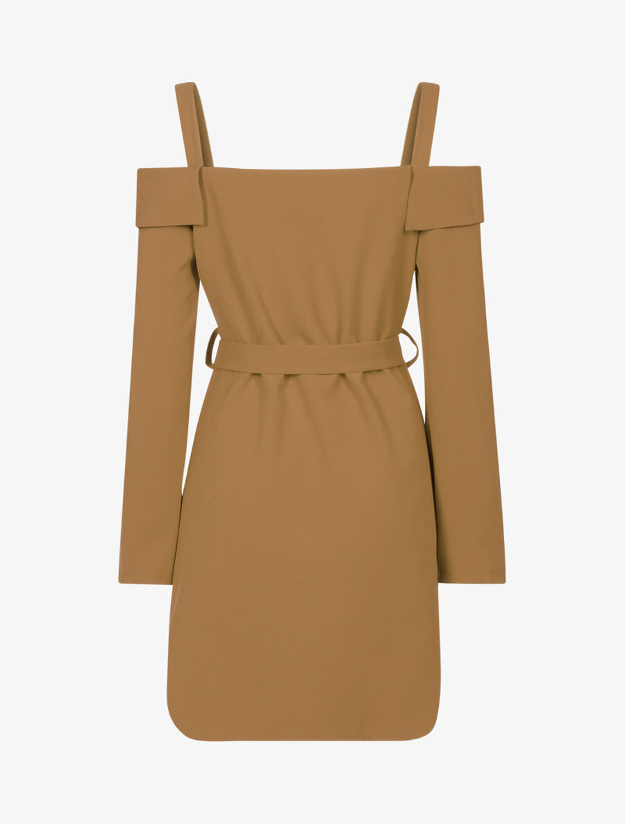 Robe asymétique à épaules nues à revers - Marron - 2