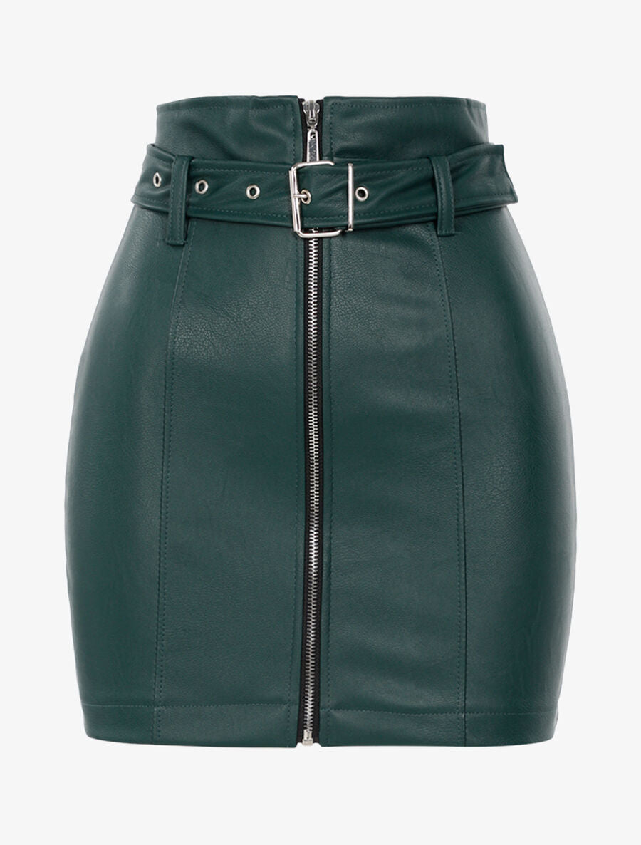 Mini jupe zippée - Vert - 1