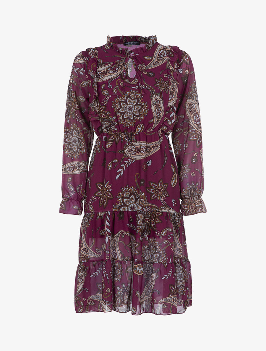 Robe volantée à imprimé cachemire - Violet - 1