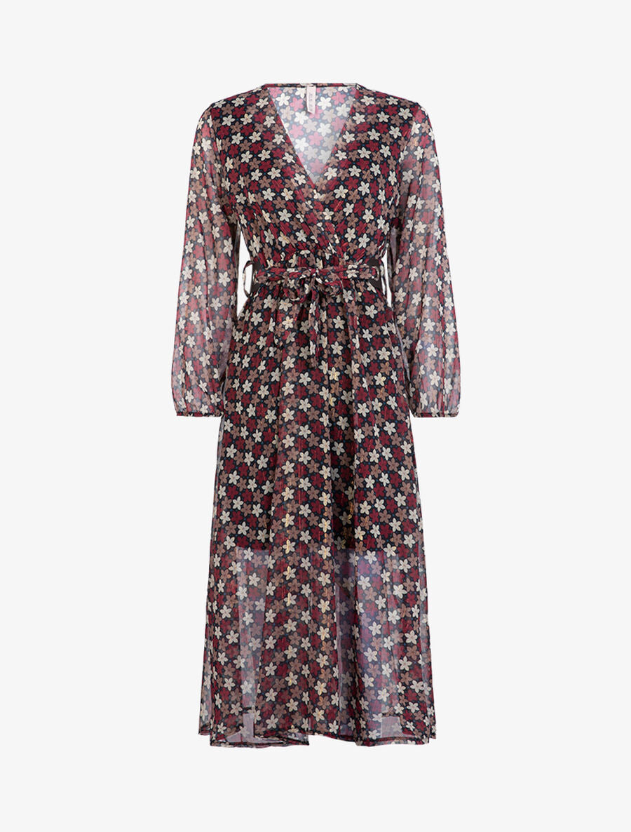Robe longue à imprimé fleuri - Bordeaux - 1