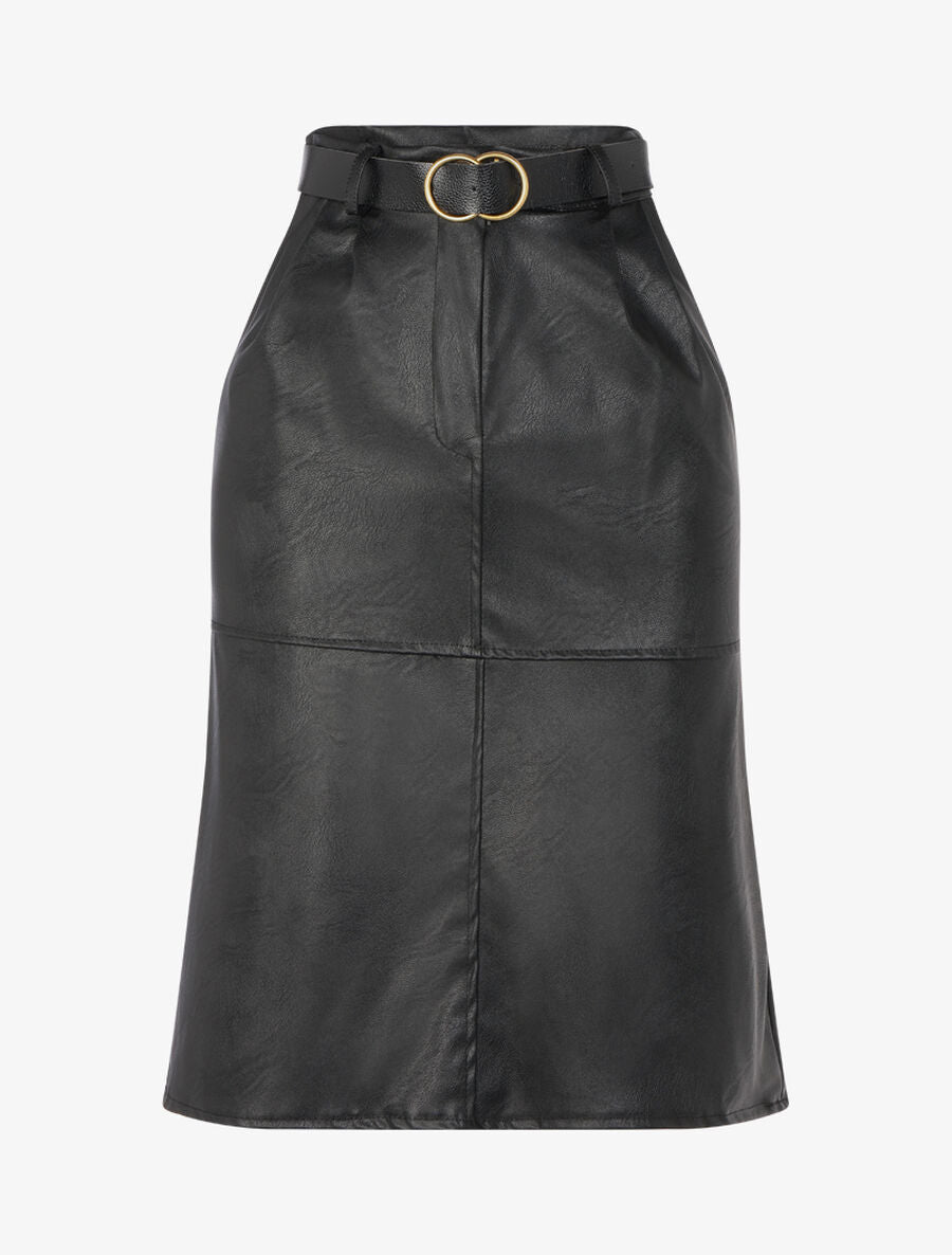 Jupe crayon en simili - Noir - 1