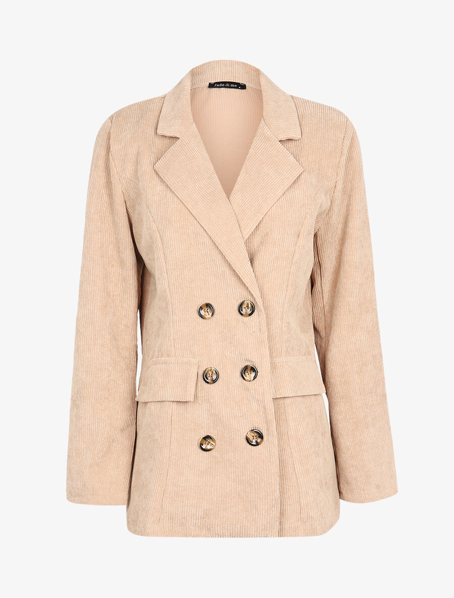 Blazer en velours côtelé - Beige - 1