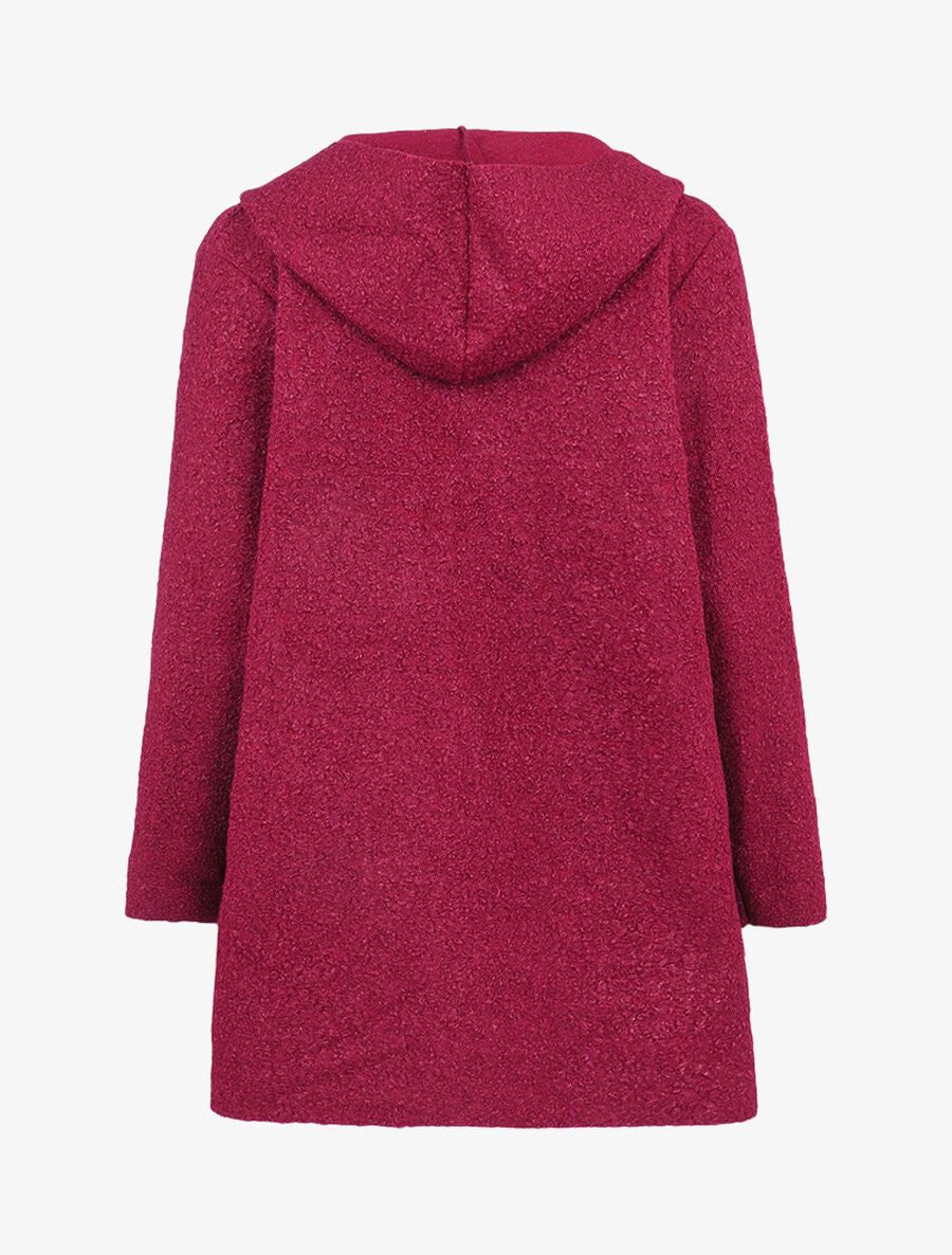 Manteau ouvert effet laine bouclette - Bordeaux - 2