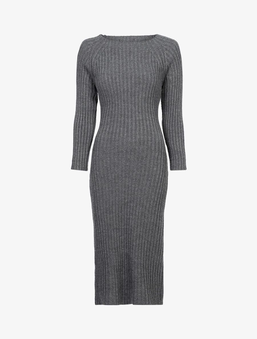 Robe à dos ajouré effet torsadé - Gris foncé - 1