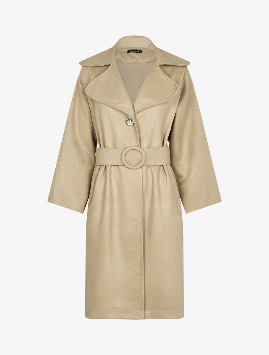 Manteau oversize en feutrine - Taupe - 1
