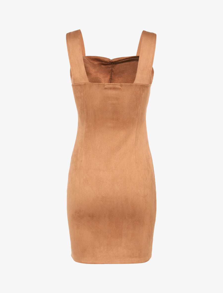 Robe fourreau suédée - Camel - 2