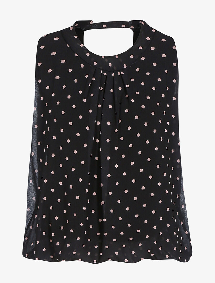 Top à imprimé pois - Noir - 1
