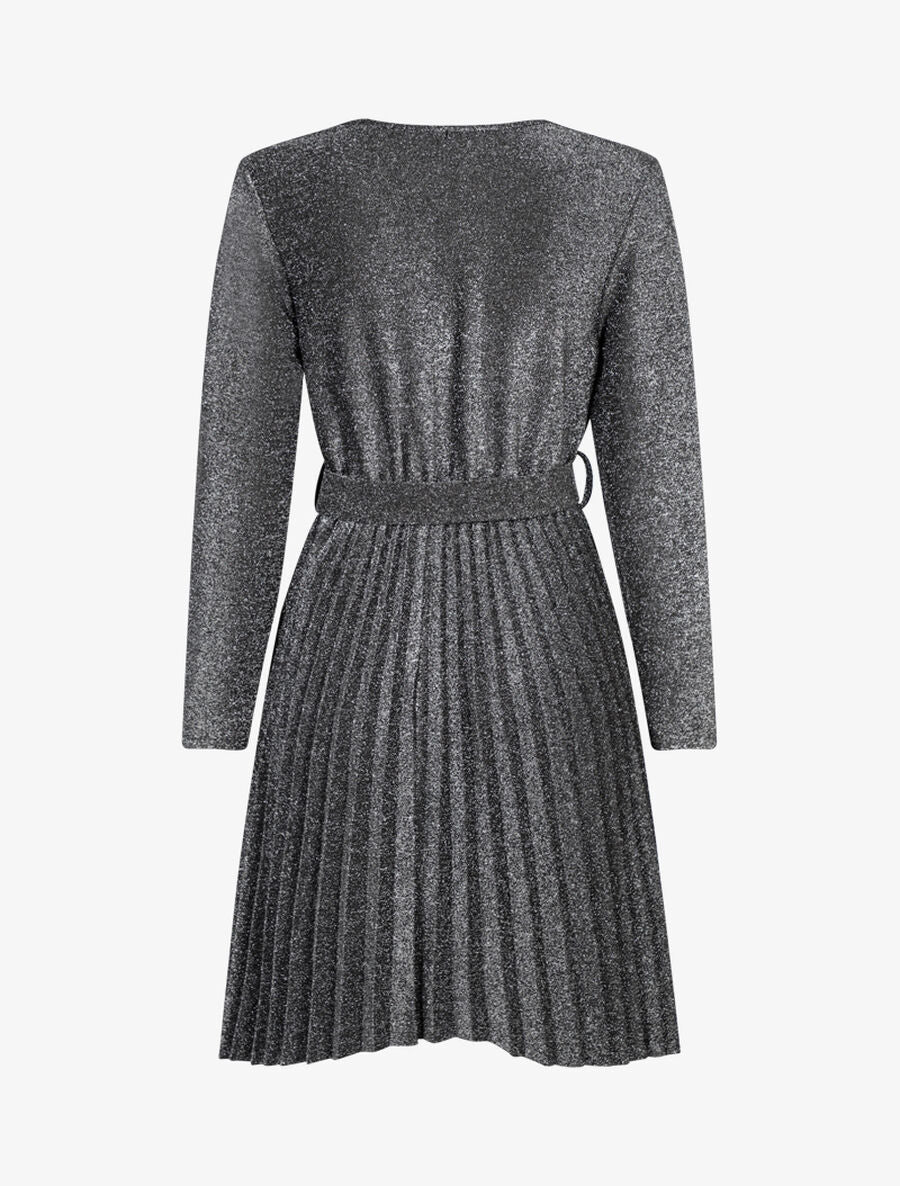 Robe pailletée à bas gaufré - Argent - 2