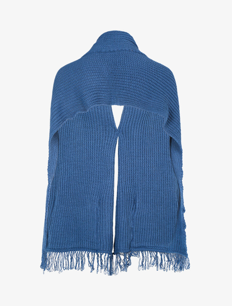 Poncho style écharpe à poches - Bleu charrette - 2