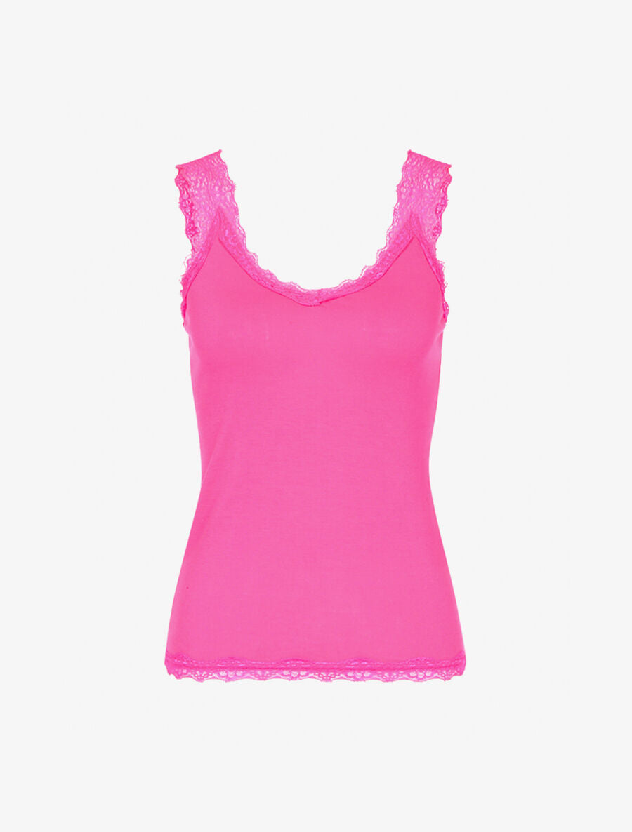 Débardeur à bretelles en dentelle - Fushia fluo - 1