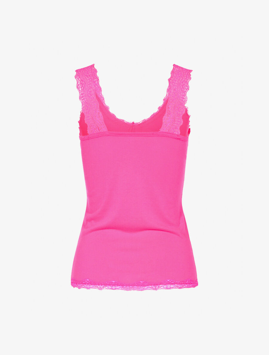 Débardeur à bretelles en dentelle - Fushia fluo - 2