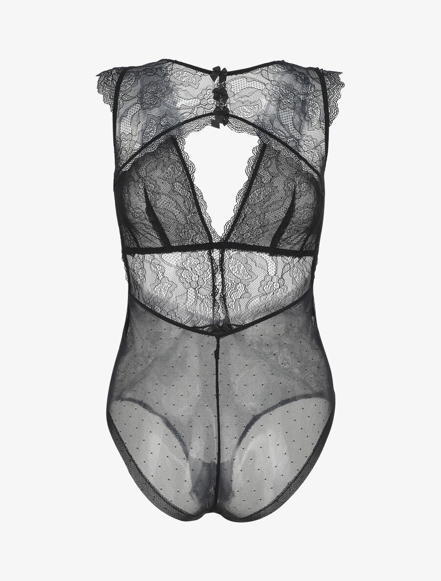 Body dos-nu en dentelle - Noir - 3