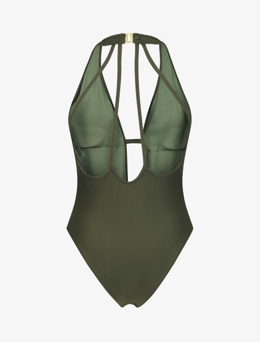 Maillot de bain 1 pièce décolleté - Kaki - 4