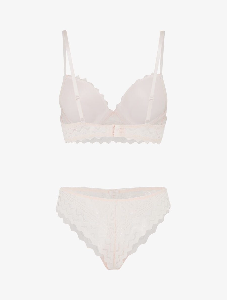 Ensemble soutien-gorge push-up et tanga en dentelle - Rose pâle - 2