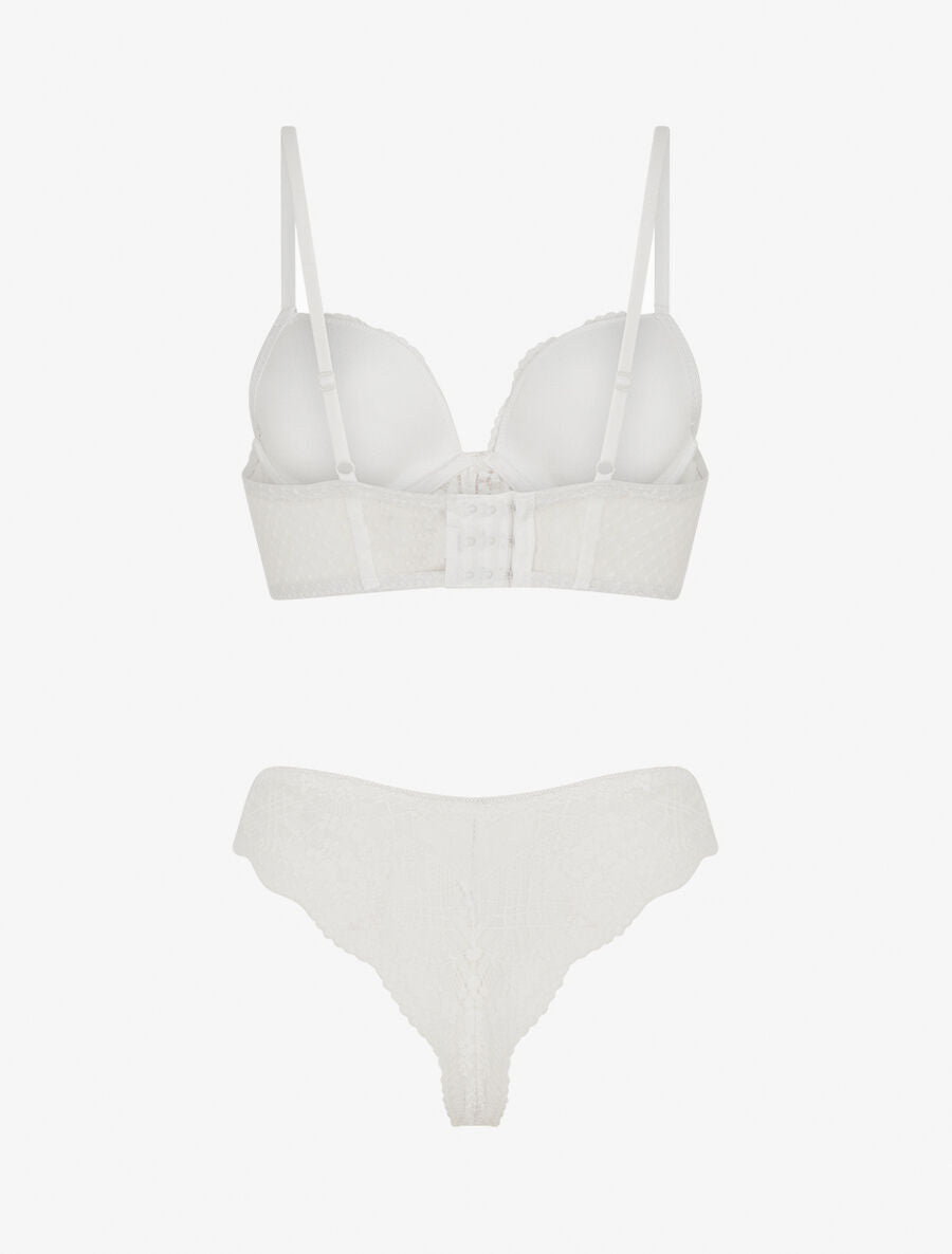 Ensemble soutien-gorge et tanga à bijoux arbre strassé - Blanc - 2