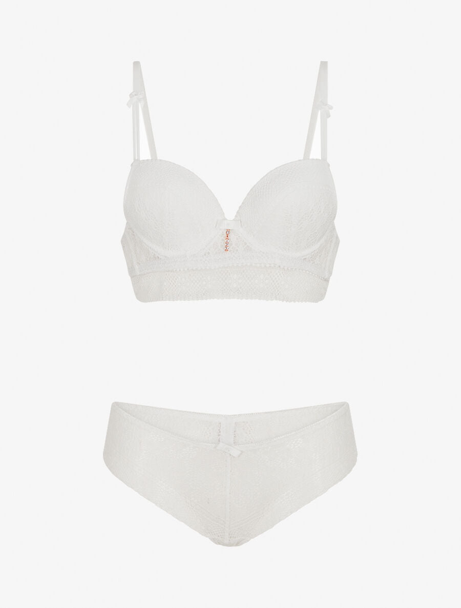 Ensemble soutien-gorge et culotte et bijoux strassé - Blanc - 3