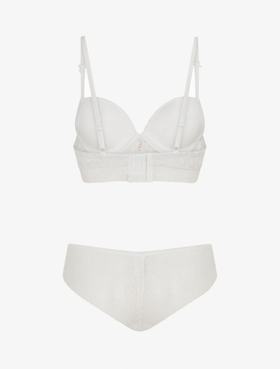 Ensemble soutien-gorge et culotte et bijoux strassé - Blanc - 2