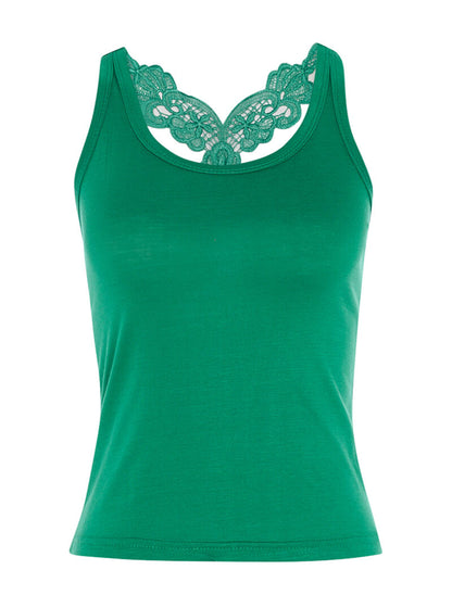 Débardeur court dos nageur dentelle - vert - 1