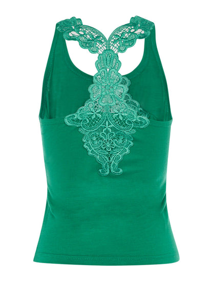Débardeur court dos nageur dentelle - vert - 2