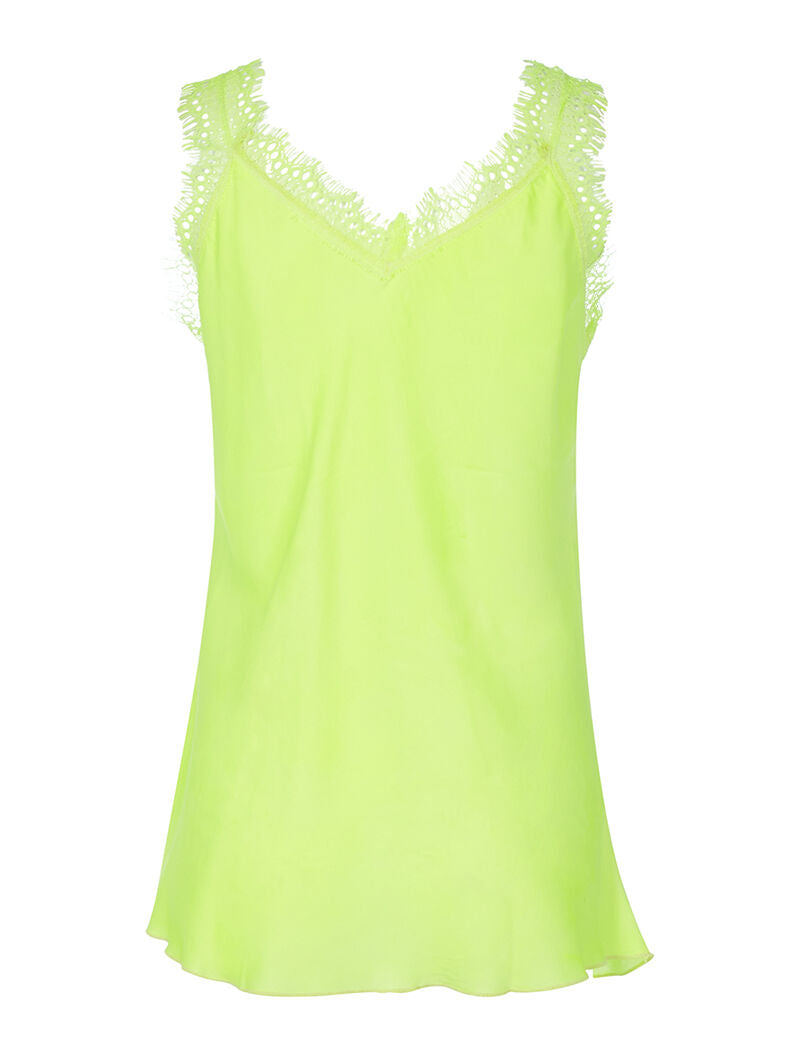 Caraco long à détails dentelle - jaune fluo - 2