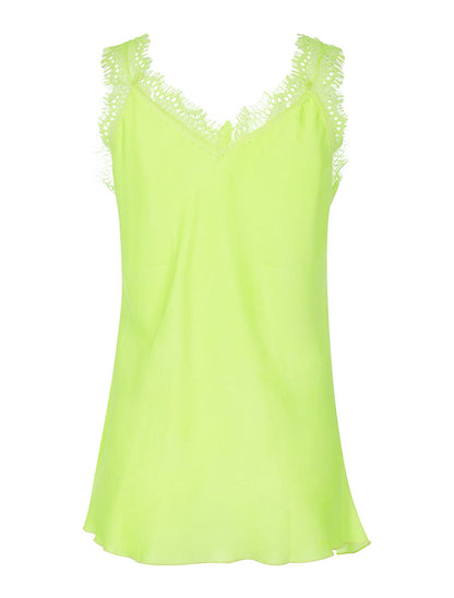 Caraco long à détails dentelle - jaune fluo - 2