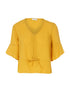 Crop top en voile transparent - moutarde - 1