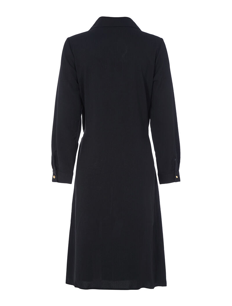 Robe longue à empiècement style chemise - noir - 2