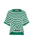 Pull rayé avant torsadé en coton mélangé - vert/blanc - 3