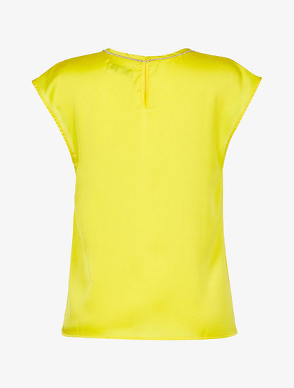 Top corsage droit à encolure strassée - jaune fluo - 2