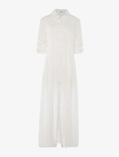 Robe chemise longue - blanc - 3