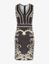 Robe fourreau imprimé baroque - noir/beige - 1