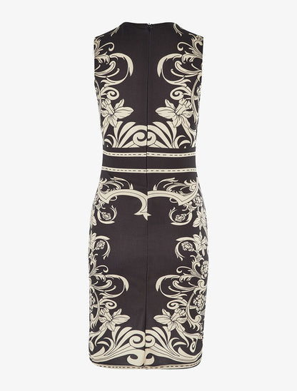 Robe fourreau imprimé baroque - noir/beige - 2