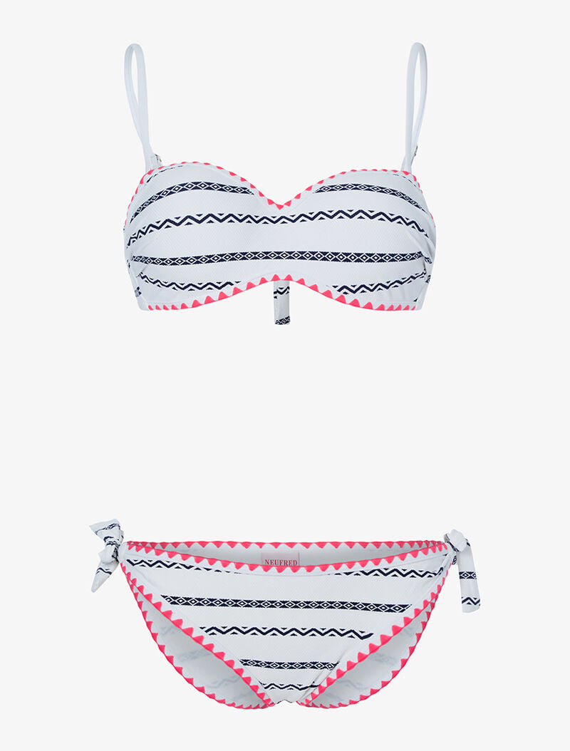 Bikini imprimé éthnique - blanc/marine - 1
